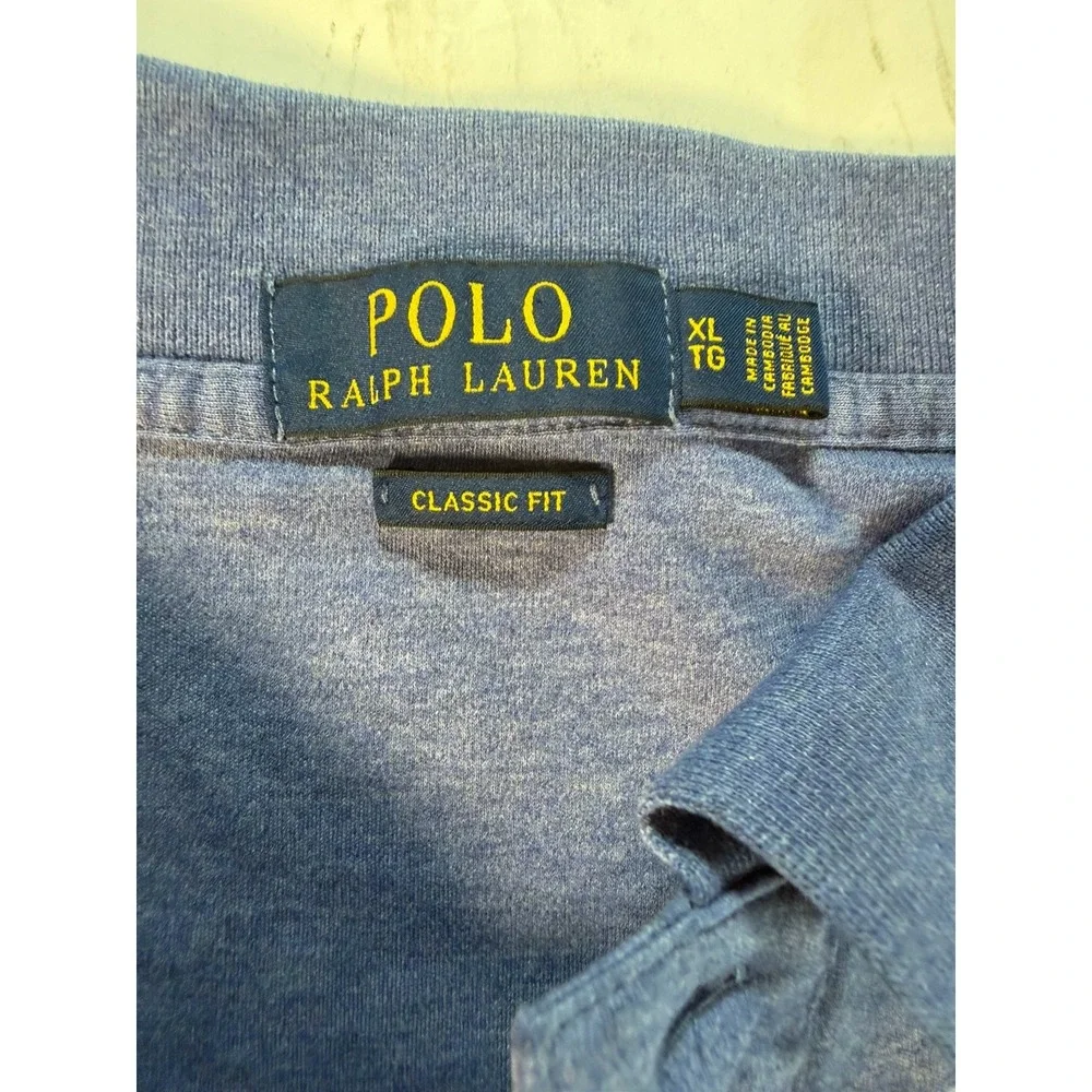 Polo Ralph Lauren Polo Shirt Men's XL Blue Heather Orange Pony Classic Fit